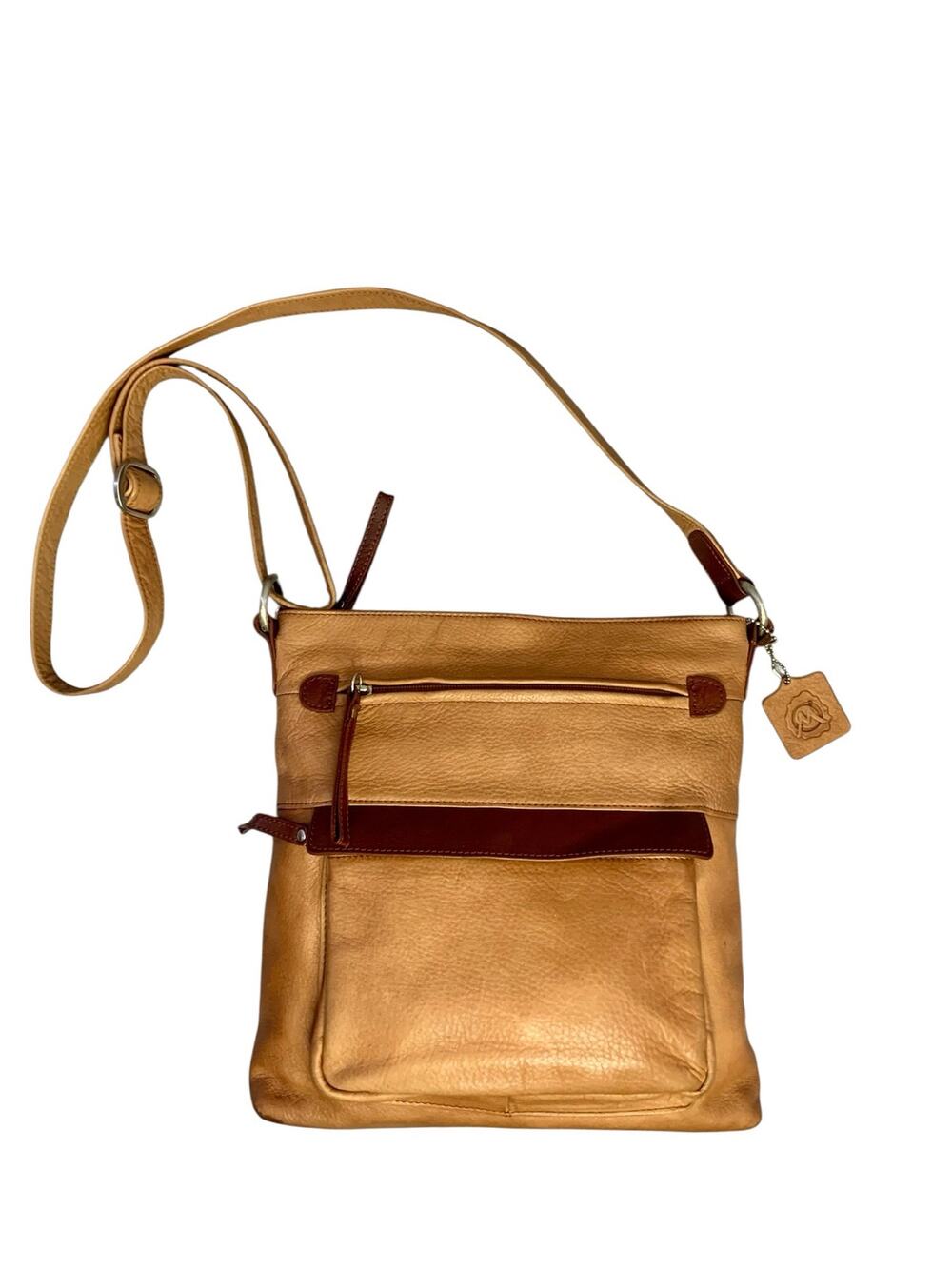 Osgoode Marley Crossbody Leather Shoulder Bag, Tan and Coffee, Slim, Adjustable